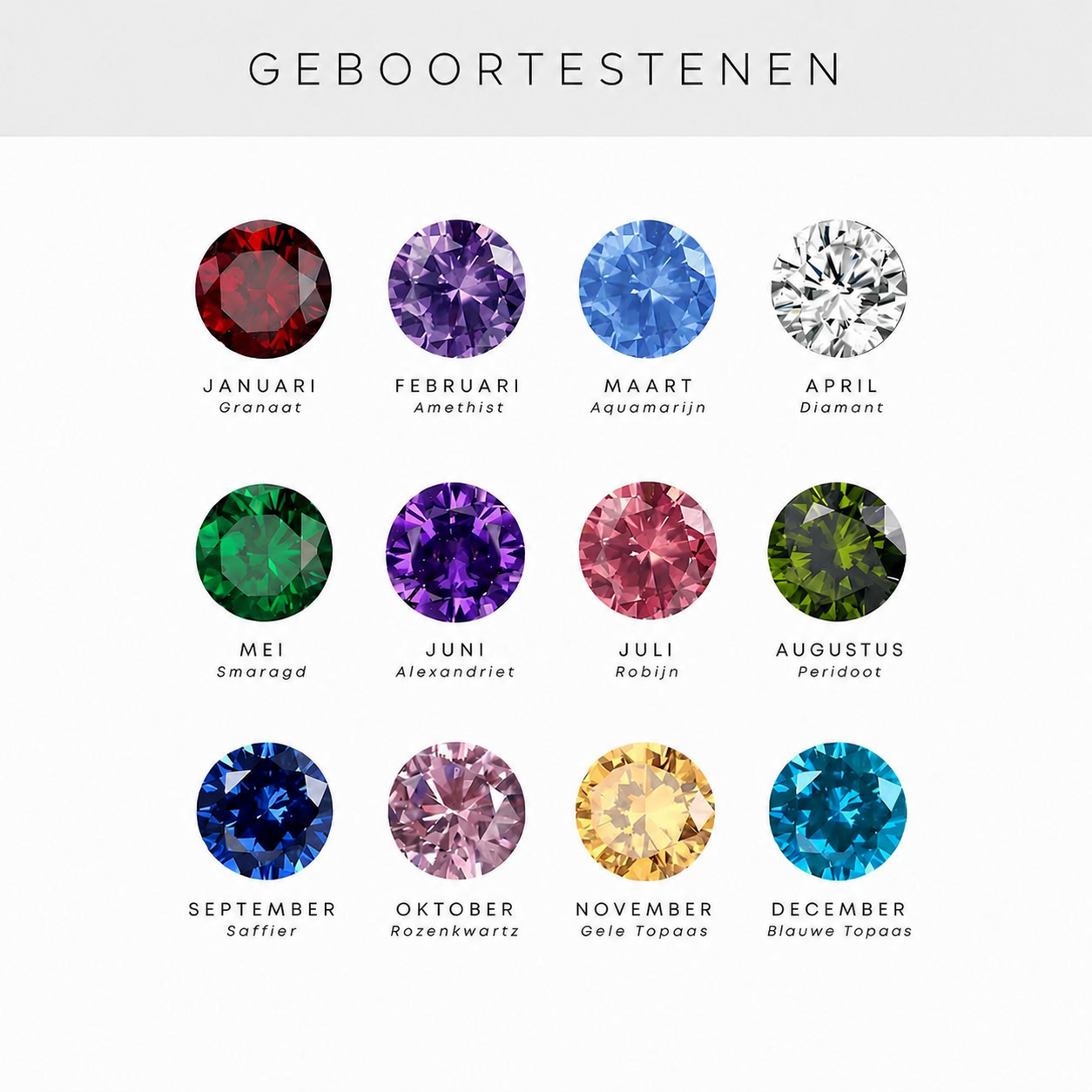 Gepersonaliseerde geboortesteen ketting