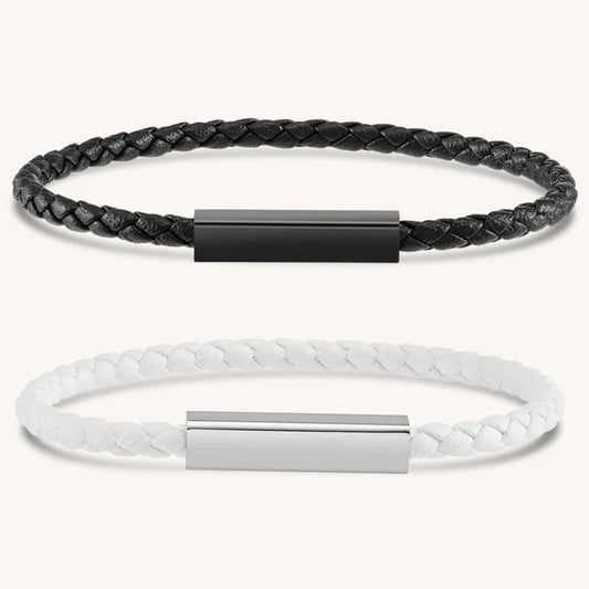 Bracelets de couple en cuir magnétique