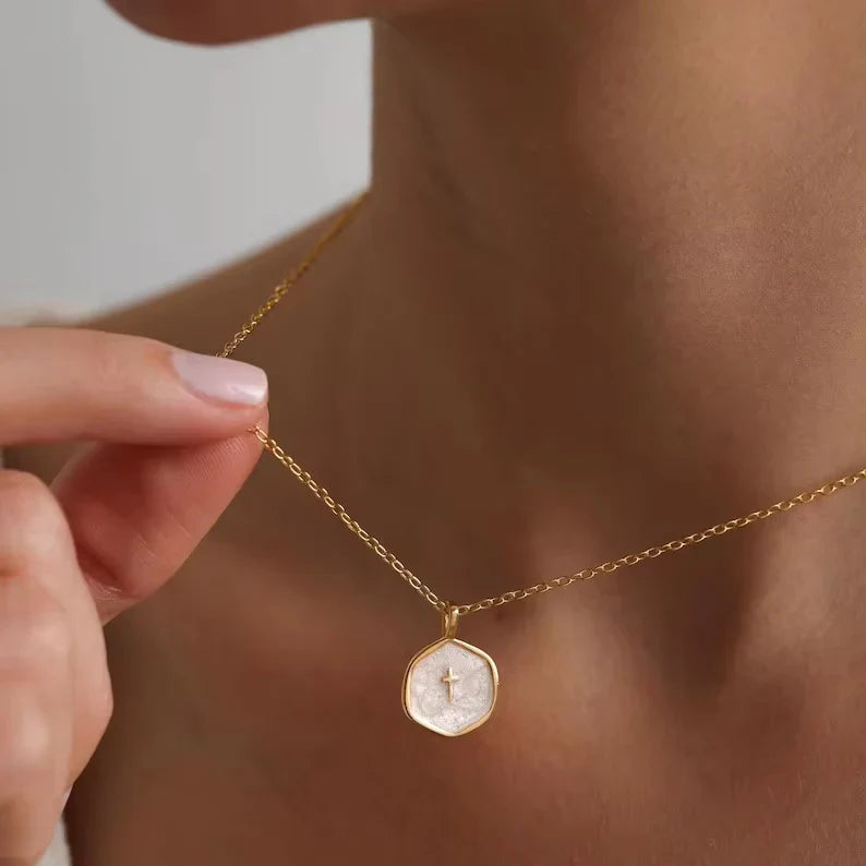 Cross Necklace for Women-Dainty Gold Plated Cross Pendant