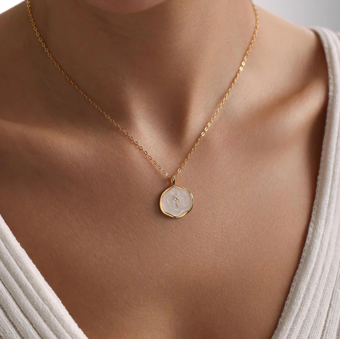 Cross Necklace for Women-Dainty Gold Plated Cross Pendant