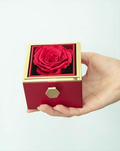 Caixa Presente Rosa Eterna – Colar de Duplo Coração Gravado
