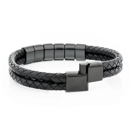 Läderarmband med graverade pärlor