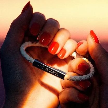 Bracelets de couple en cuir magnétique