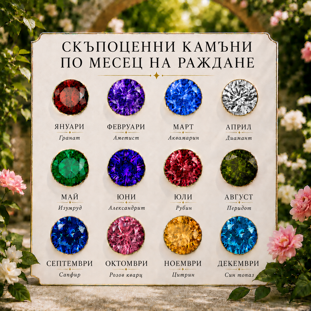 Пръстен сърце с два рождени камъка