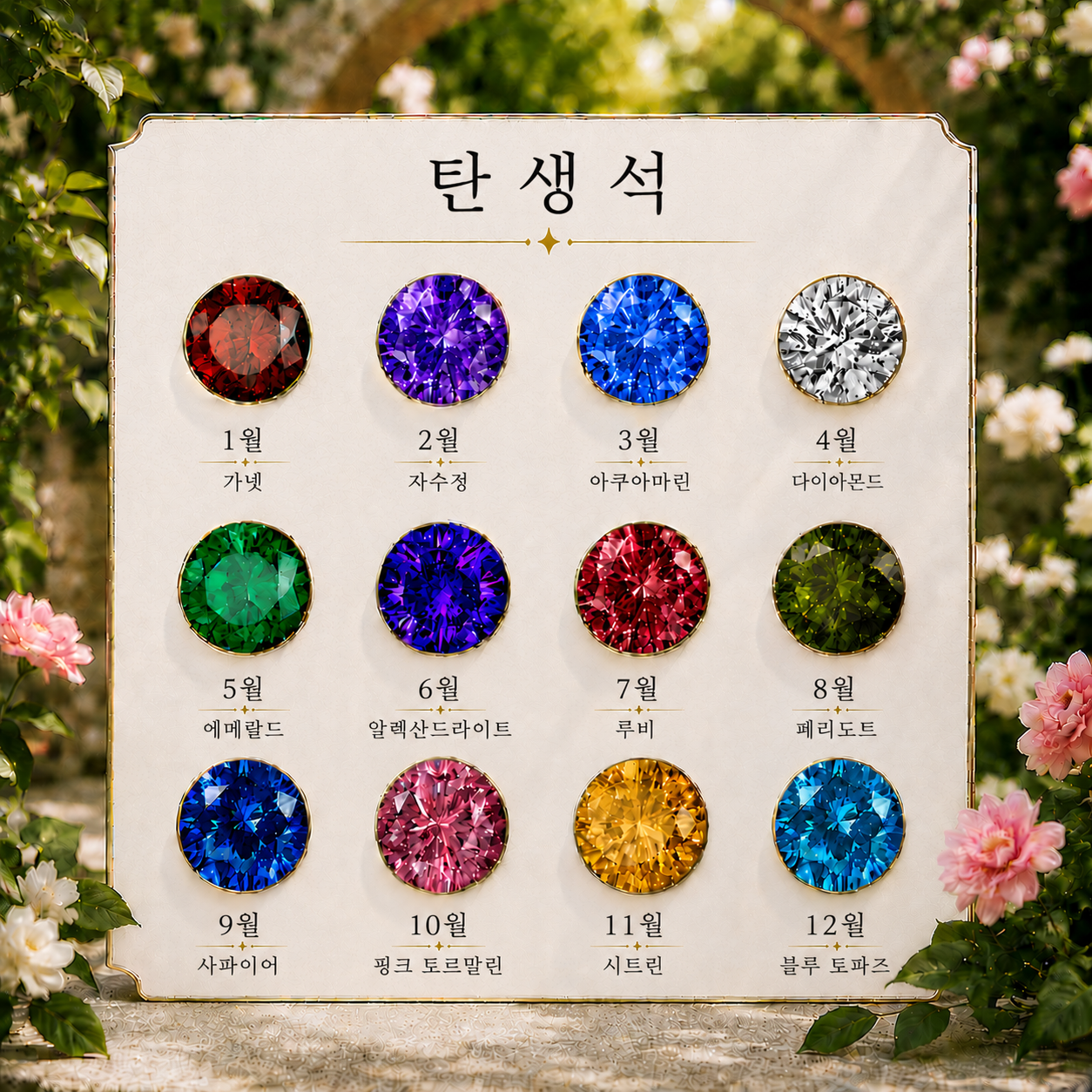 투 탄생석 하트 반지