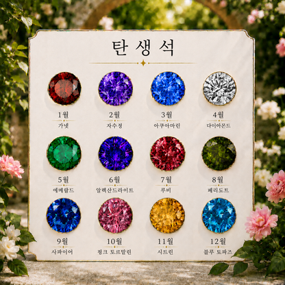 투 탄생석 하트 반지