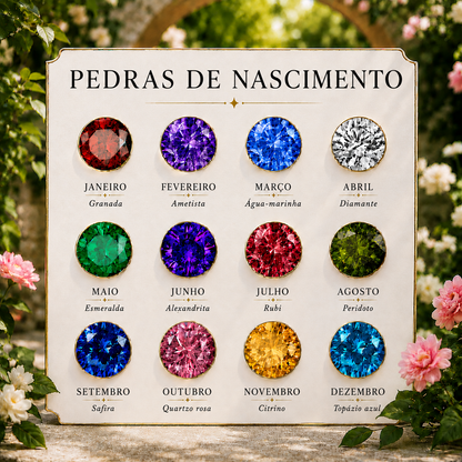 Anel Coração com Duas Pedras de Nascimento